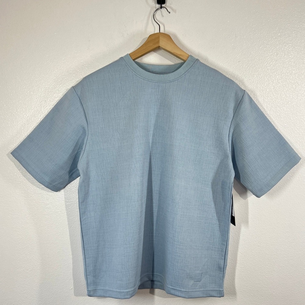 Saints Studio NWT Men's Textured Knit Crewneck T-Shirt Powder‎ Blue Size Medium